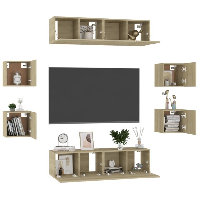 Ensemble de meubles TV 8 pcs Chêne sonoma Bois d'ingénierie