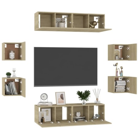 Ensemble de meubles TV 8 pcs Chêne sonoma Bois d'ingénierie
