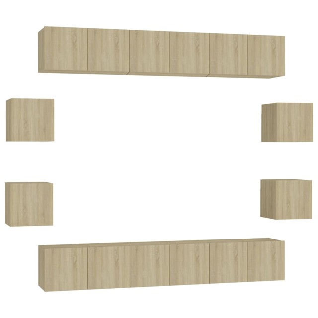 Ensemble de meubles TV 10 pcs Chêne sonoma Bois d'ingénierie