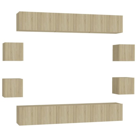 Ensemble de meubles TV 10 pcs Chêne sonoma Bois d'ingénierie