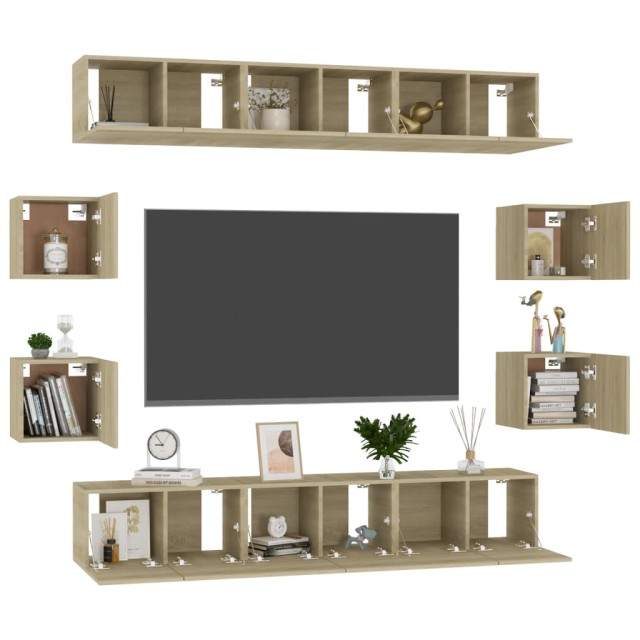 Ensemble de meubles TV 10 pcs Chêne sonoma Bois d'ingénierie
