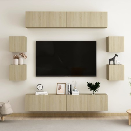 Ensemble de meubles TV 8 pcs Chêne sonoma Bois d'ingénierie