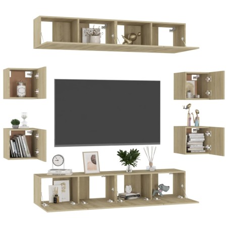 Ensemble de meubles TV 8 pcs Chêne sonoma Bois d'ingénierie
