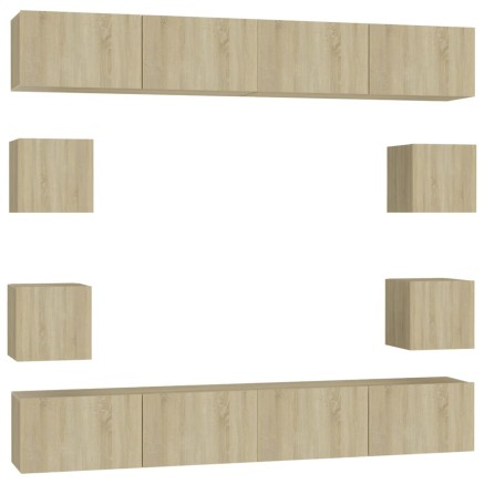 Ensemble de meubles TV 8 pcs Chêne sonoma Bois d'ingénierie 2