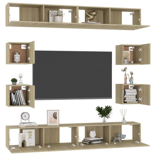Ensemble de meubles TV 8 pcs Chêne sonoma Bois d'ingénierie