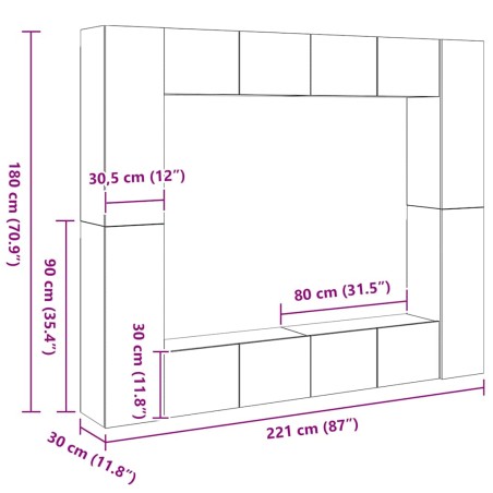 Ensemble de meubles TV 8 pcs Chêne sonoma Bois d'ingénierie