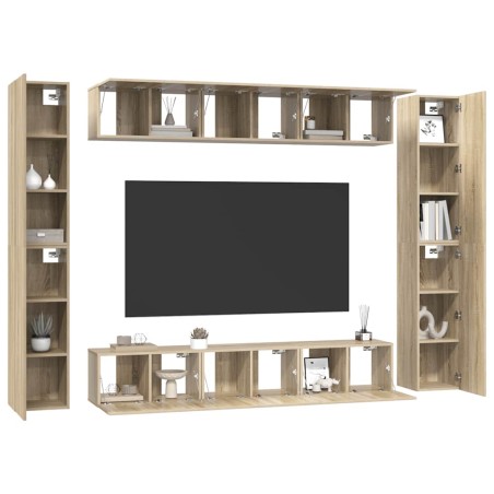 Ensemble de meubles TV 10 pcs Chêne sonoma Bois d'ingénierie