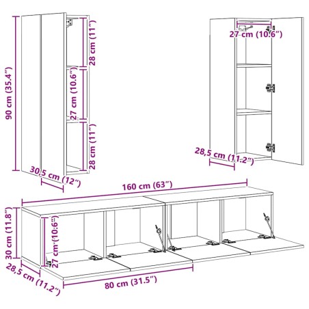 Ensemble de meubles TV 4 pcs Chêne sonoma Bois d'ingénierie