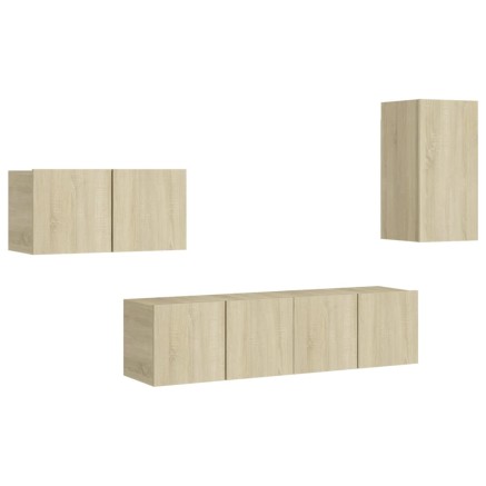 Ensemble de meubles TV 4 pcs Chêne sonoma Bois d'ingénierie 2