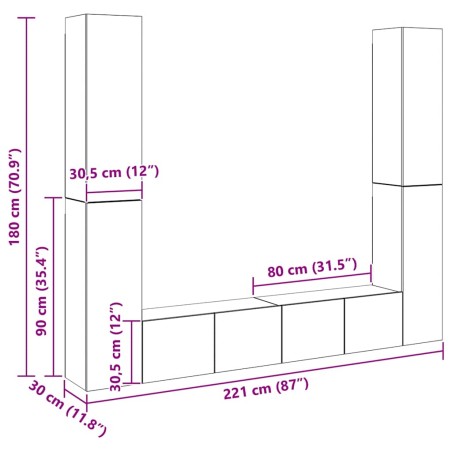 Ensemble de meuble TV 6 pcs Chêne sonoma Bois d'ingénierie