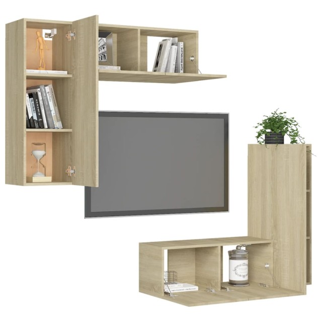 Ensemble de meubles TV 4 pcs Chêne sonoma Bois d'ingénierie