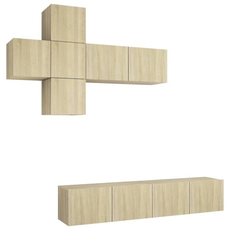 Ensemble de meuble TV 7 pcs Chêne sonoma Bois d'ingénierie