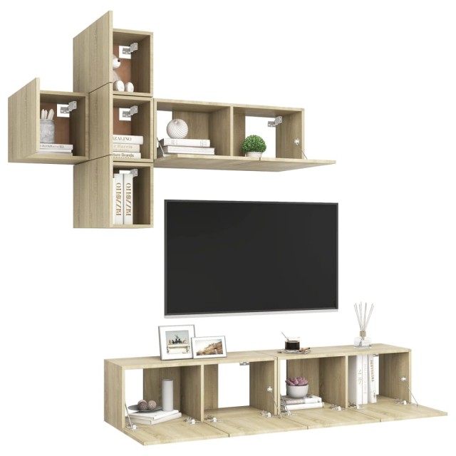 Ensemble de meuble TV 7 pcs Chêne sonoma Bois d'ingénierie