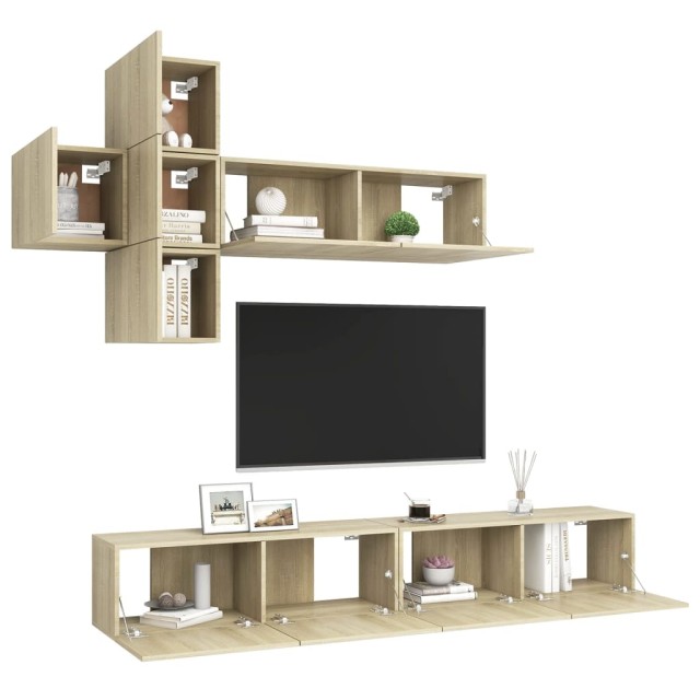 Ensemble de meubles TV 7 pcs Chêne sonoma Bois d'ingénierie