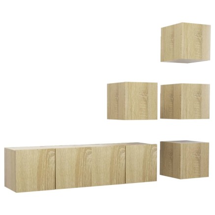 Ensemble de meubles TV 6 pcs Chêne sonoma Bois d'ingénierie 2