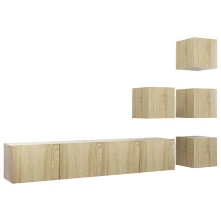 Ensemble de meuble TV 6 pcs Chêne sonoma Bois d'ingénierie