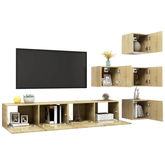 Ensemble de meuble TV 6 pcs Chêne sonoma Bois d'ingénierie