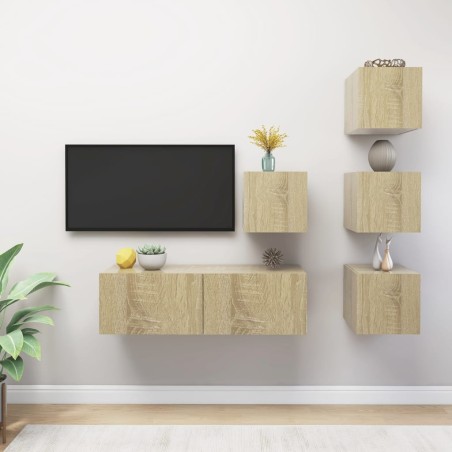 Ensemble de meubles TV 5 pcs Chêne sonoma Bois d'ingénierie