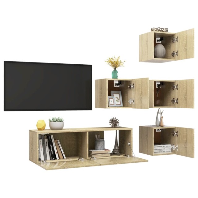 Ensemble de meubles TV 5 pcs Chêne sonoma Bois d'ingénierie