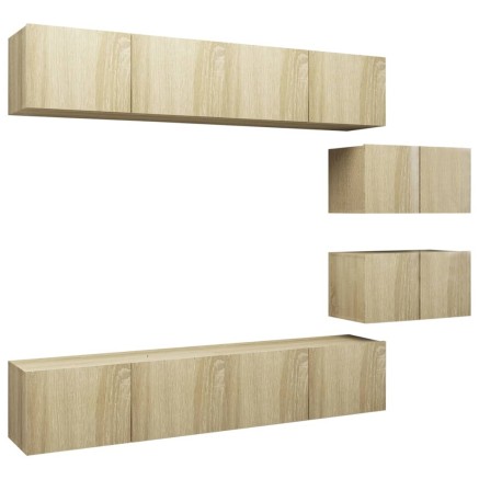 Ensemble de meuble TV 6 pcs Chêne sonoma Bois d'ingénierie 2