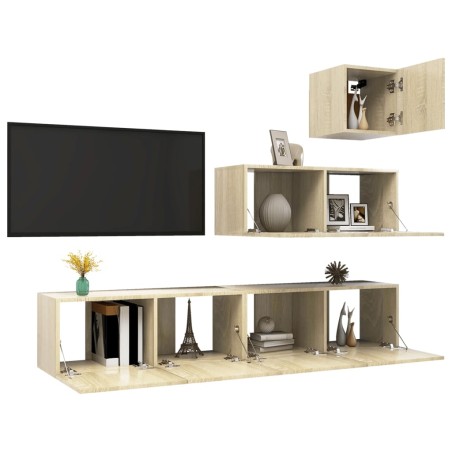 Ensemble de meubles TV 4 pcs Chêne sonoma Bois d'ingénierie