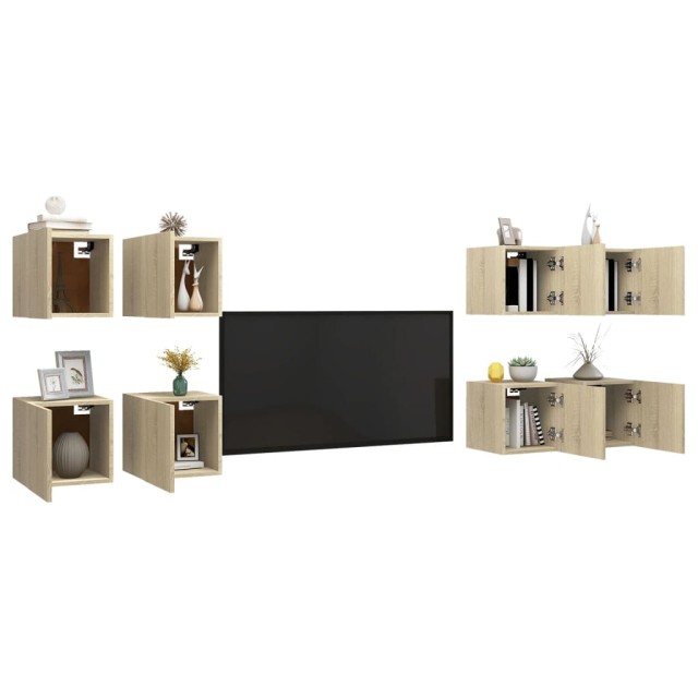 Meubles TV muraux 8 pcs Chêne sonoma 30,5x30x30 cm