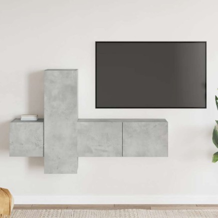 Ensemble de meubles TV 3 pcs Gris béton Bois d'ingénierie