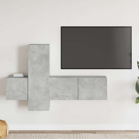 Ensemble de meubles TV 3 pcs Gris béton Bois d'ingénierie