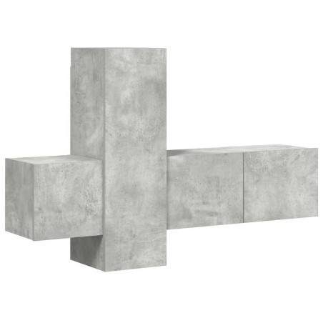 Ensemble de meubles TV 3 pcs Gris béton Bois d'ingénierie