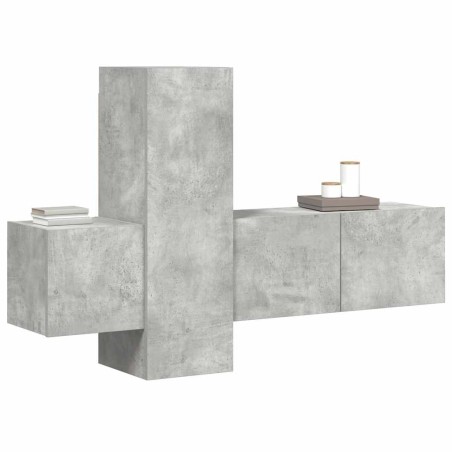 Ensemble de meubles TV 3 pcs Gris béton Bois d'ingénierie