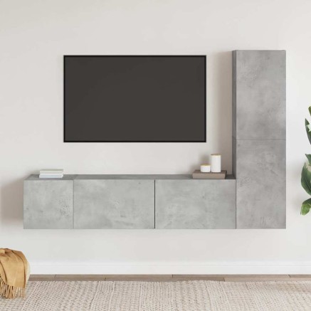 Ensemble de meubles TV 3 pcs Gris béton Bois d'ingénierie