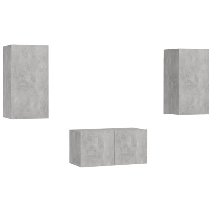 Ensemble de meubles TV 3 pcs Gris béton Bois d'ingénierie 2