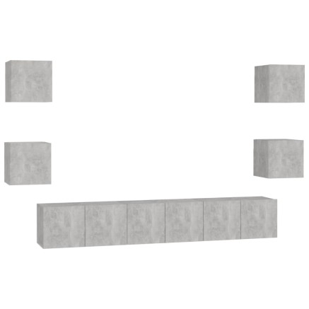 Ensemble de meubles TV 7 pcs Gris béton Bois d'ingénierie 2