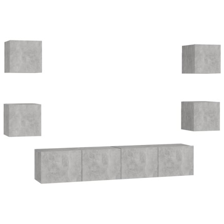 Ensemble de meubles TV 6 pcs Gris béton Bois d'ingénierie 2