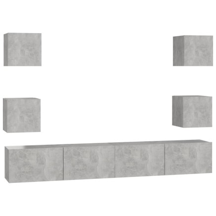 Ensemble de meubles TV 6 pcs Gris béton Bois d'ingénierie 2