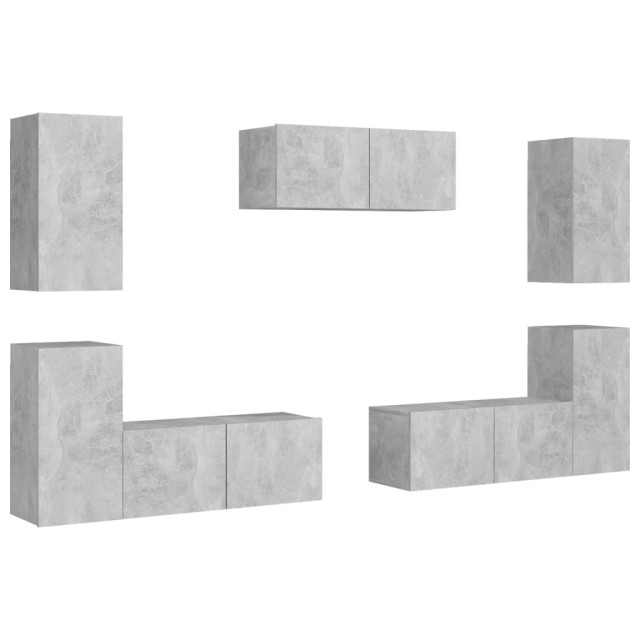 Ensemble de meubles TV 7 pcs Gris béton Bois d'ingénierie