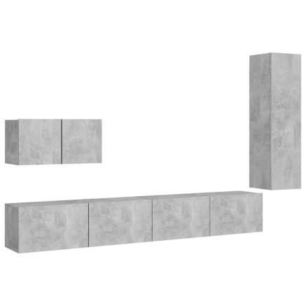 Ensemble de meubles TV 4 pcs Gris béton Bois d'ingénierie 2