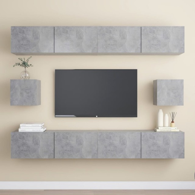 Ensemble de meubles TV 6 pcs Gris béton Bois d'ingénierie