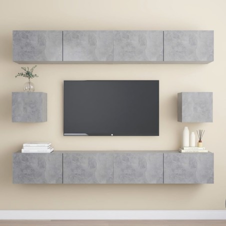 Ensemble de meubles TV 6 pcs Gris béton Bois d'ingénierie
