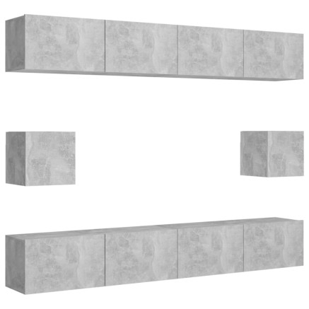Ensemble de meubles TV 6 pcs Gris béton Bois d'ingénierie 2