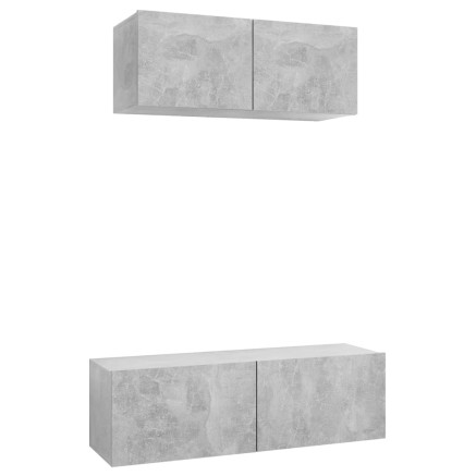 Ensemble de meubles TV 2 pcs Gris béton Bois d'ingénierie 2