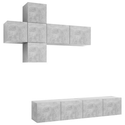 Ensemble de meuble TV 7 pcs Gris béton Bois d'ingénierie 2