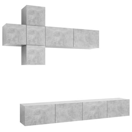 Ensemble de meuble TV 7 pcs Gris béton Bois d'ingénierie