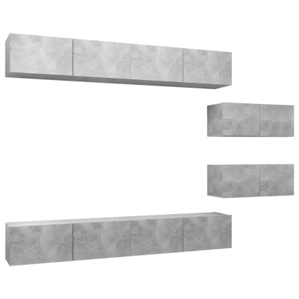 Ensemble de meubles TV 6 pcs Gris béton Bois d'ingénierie 2