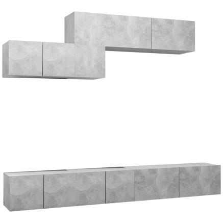 Ensemble de meubles TV 6 pcs Gris béton Bois d'ingénierie 2