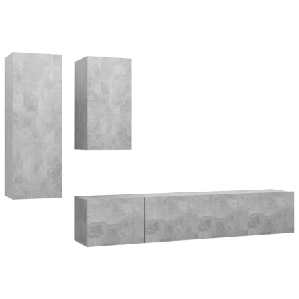 Ensemble de meubles TV 4 pcs Gris béton Bois d'ingénierie 2
