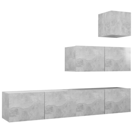 Ensemble de meubles TV 4 pcs Gris béton Bois d'ingénierie 2