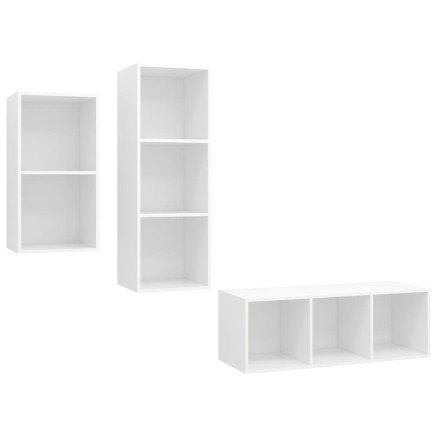 Ensemble de meuble TV 3 pcs Blanc Bois d'ingénierie 2