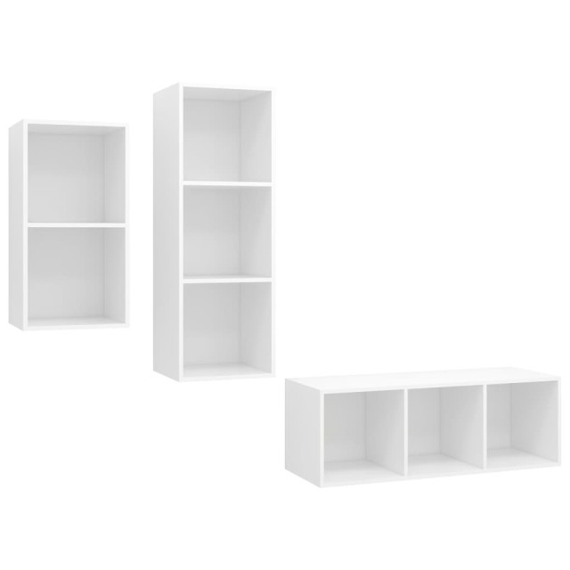 Ensemble de meuble TV 3 pcs Blanc Bois d'ingénierie