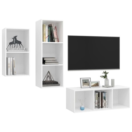 Ensemble de meuble TV 3 pcs Blanc Bois d'ingénierie